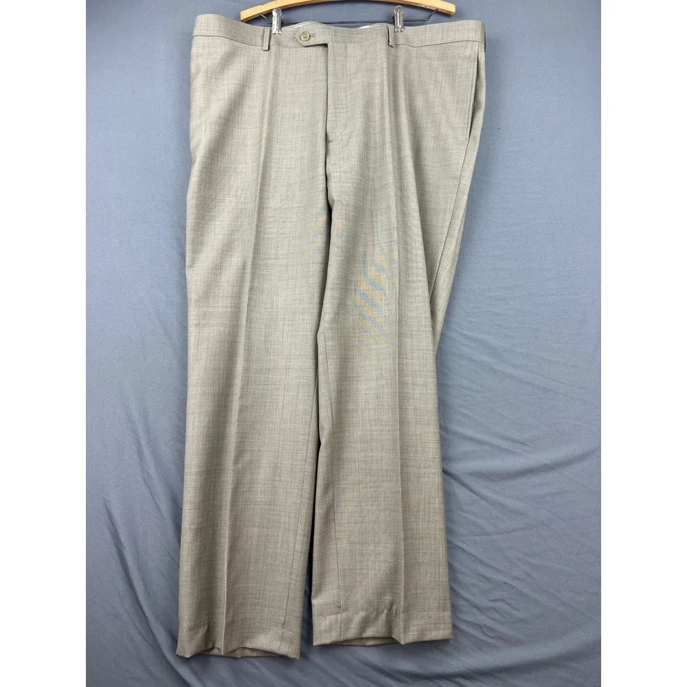 Pronto Uomo Suit Mens 48R 43W Tan 100% Wool 2-Piece Blazer Pants Fair Condition